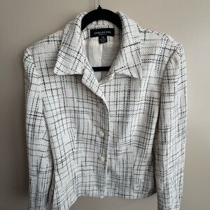 Jones New York Women's Textured Black and White Blazer